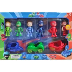 PJ Masks 6 Characters 3 Cars Figure Set Fiqur Dəsti