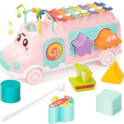 Huanger Music Bus Educational Learning Baby Toys Musiqili Avtobus Oyuncaq