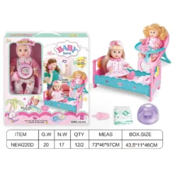 Baby Born 14-inch Talking Doll With Crib, Drinking Water And Peeing Doll Kukla Oyun Dəsti